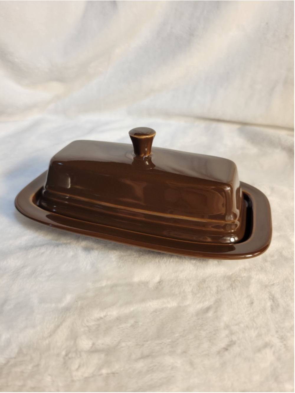 Fiesta Ware Chocolate 1/4 Lb Butter Dish Covered 4 Oz Homer Laughlin Retired